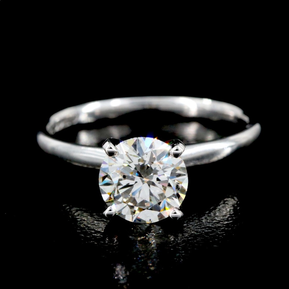 14k White Gold Lab Round Cut 1.5 CT Diamond Solitaire Ring